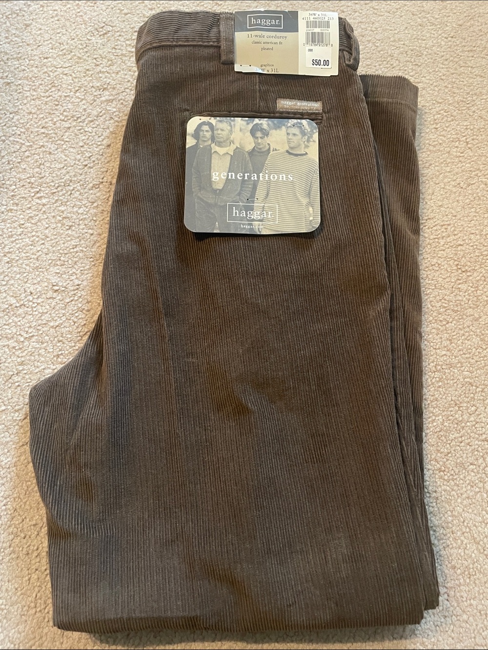 Haggar Men's Corduroy Pants in Dark Brown